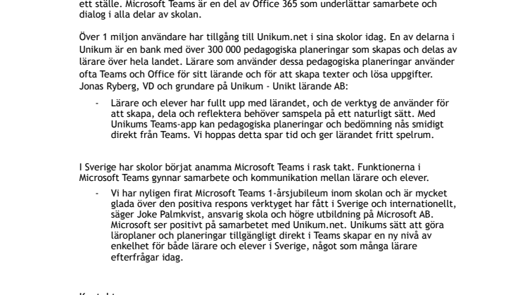 Unikum stärker lärsamarbete med Microsoft Teams