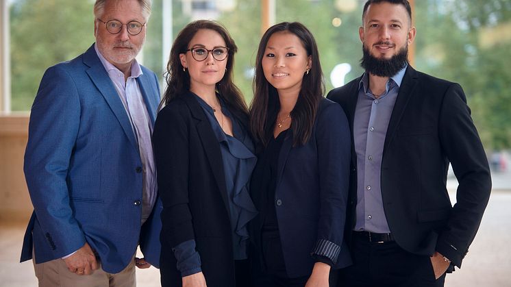 Toppmäklare till Bjurfors nya kontor i Skellefteå. Från vänster: Stefan Lönnefjord, Sofie Jonasson, Agnes Pettersson och Alexander Simonsson.