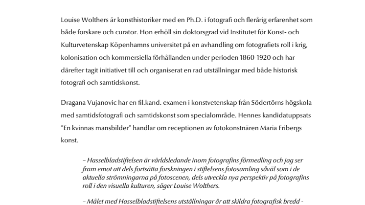 Hasselbladstiftelsens nya medarbetare