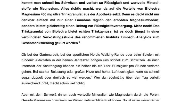 Pressemitteilung - Biolectra Magnesium 400 mg ultra Trinkgranulat - Magnesium und Trinkgenuss in einem.pdf