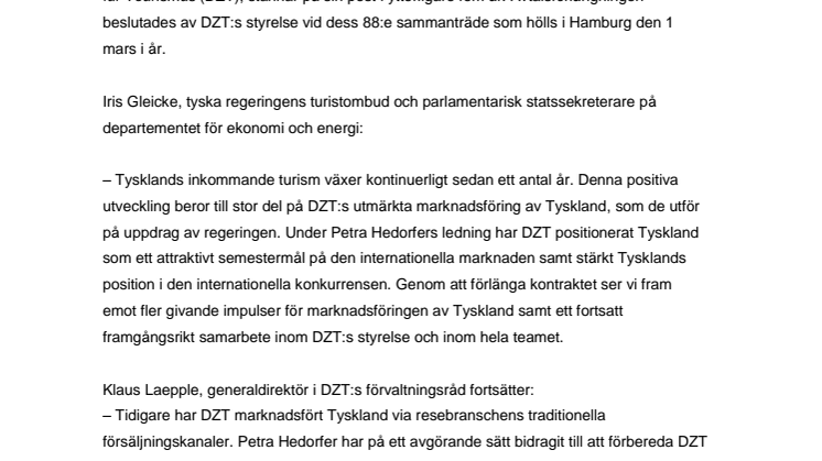 ​Petra Hedorfer leder DZT i ytterligare fem år