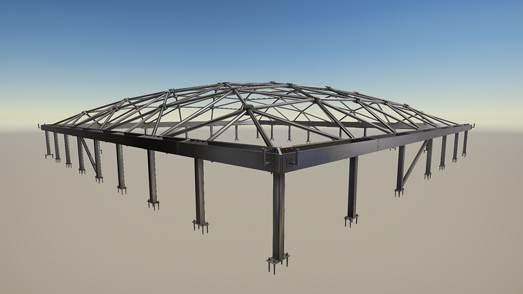 Modell i Tekla Structures av Nationalmuseums kupoltak
