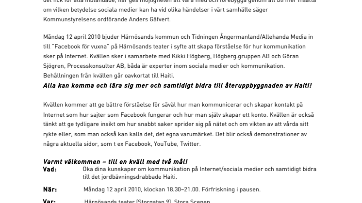 Öka kunskapen om sociala medier och bidra till Haiti