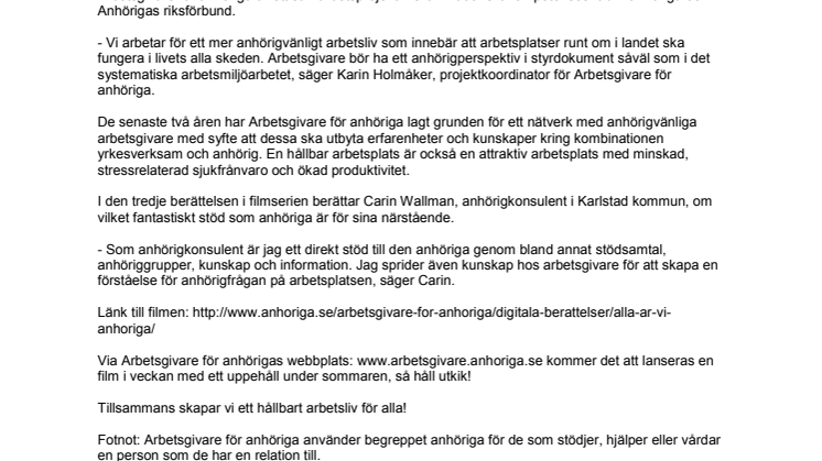 ”Alla är vi anhöriga” –  tredje filmen i vår digitala berättelseserie: ”En (o)möjlig kombination?”