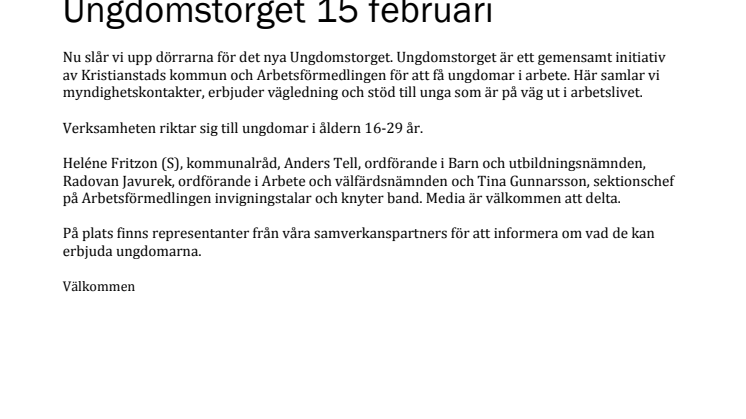 ​​Pressinbjudan: Invigning av Ungdomstorget i Kristianstad