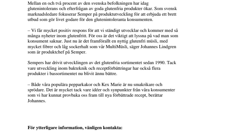 Glutenfria nyheter från Semper