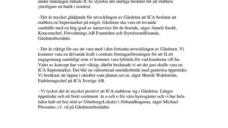 ICA-butik öppnar i Gårdsten