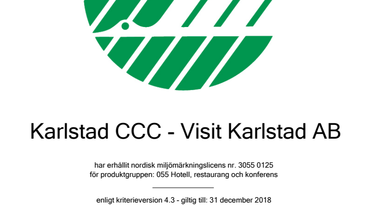 Svanencertifikat Visit Karlstad AB