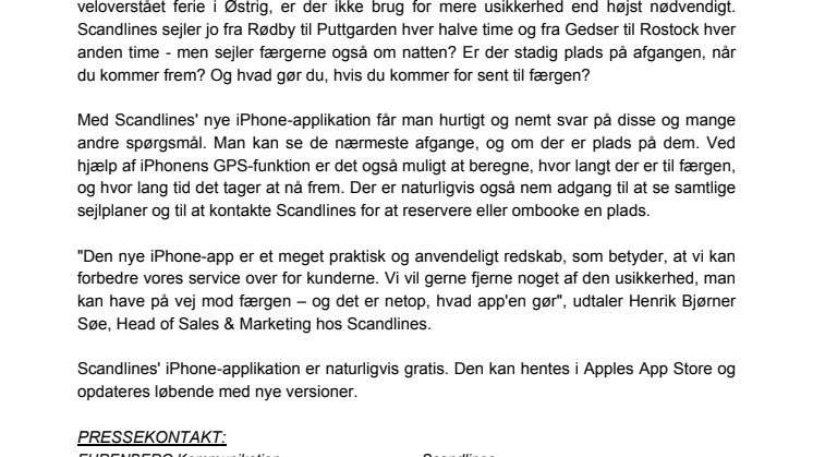 Scandlines lancerer nytænkende færge-app