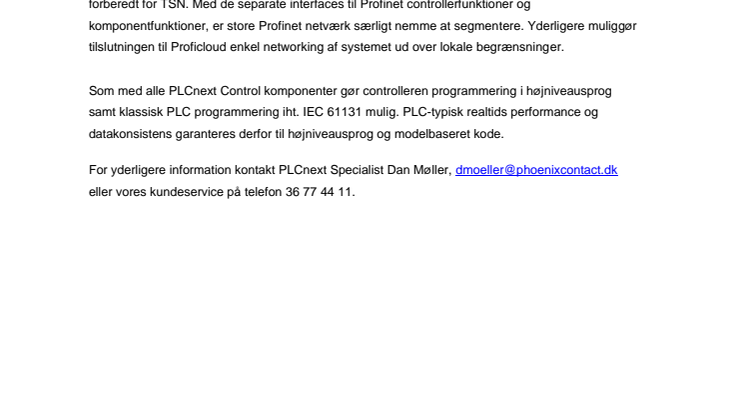 PLCnext Technology: Hardware udvidet med en kraftig controller