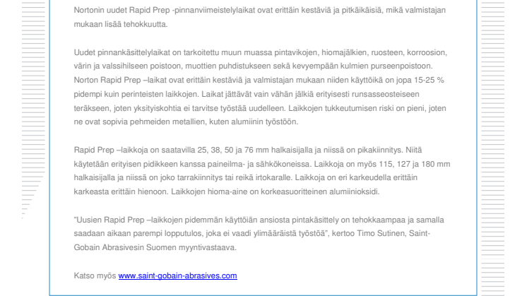 Uudet pitkäikäisemmät pinnanviimeistelylaikat