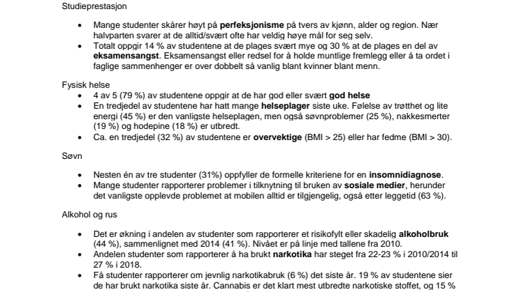 Sentrale funn fra SHoT 2018