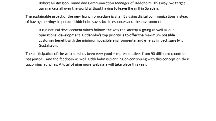 Uddeholm launches global webinars