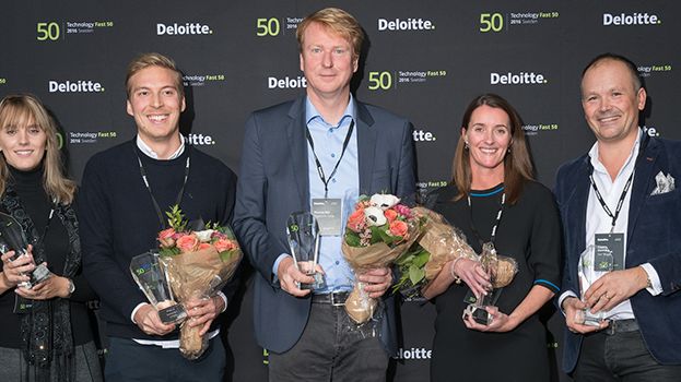 Sveriges snabbast växande teknologiföretag: FEO Media (4), Instantor (5), Fingerprint Cards (1), iZettle (3) och Star Stable Entertainment (2)