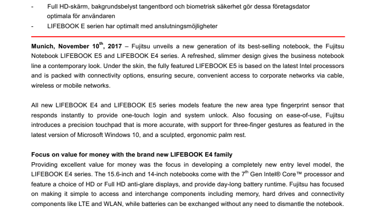 Fujitsu lanserar nästa generation av bästsäljande LIFEBOOK-datorer