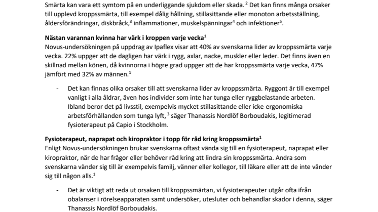 40% av svenskarna lider av kroppssmärta varje vecka