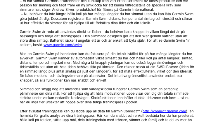 Logga din distans och mät dina framsteg med nya Garmin Swim™