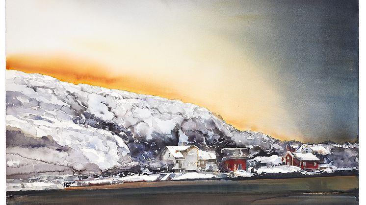 Solnedgång vid havet av Lars Lerin