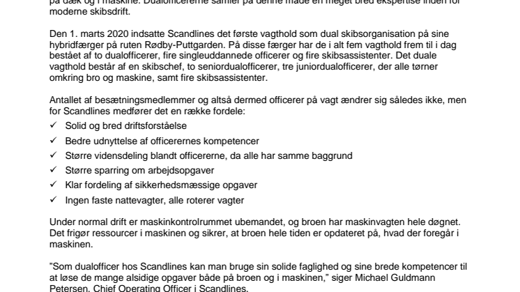 Scandlines indfører dual skibsorganisation