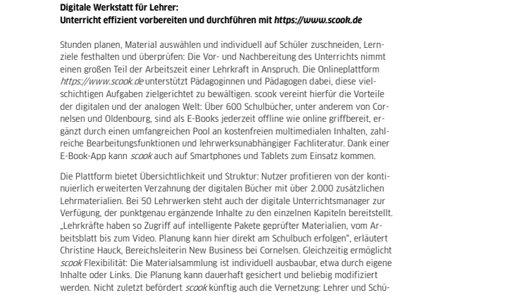 Digitale Werkstatt für Lehrer: Unterricht effizient vorbereiten und durchführen mit https://www.scook.de 