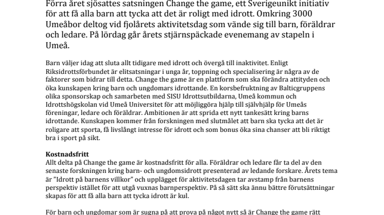 Umeå tar täten för att förända barn- och ungdomsidrotten: Change the game riktar in sig på föräldrar och ledare