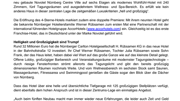 Das Novotel Nürnberg Centre Ville hat eröffnet 