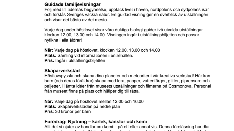 Höstlov på Naturhistoriska riksmuseet