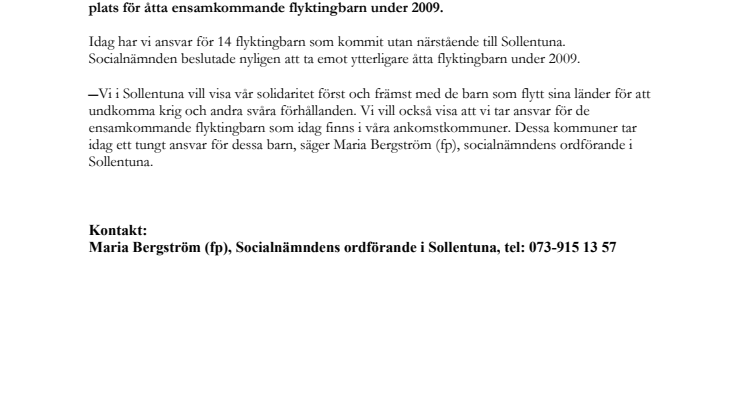 Sollentuna har beslutat ta emot fler ensamkommande flyktingbarn 