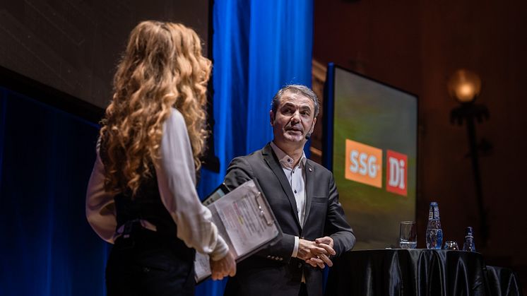 Näringsminister Ibrahim Baylan föreläste på Industri & Framtid 2019. Fotograf: Pax Engström Nyström.