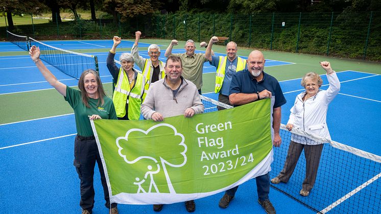 At Hamilton Road park are (front, from left) Kathryn Taylor, volunteer development officer; Cllr Alan Quinn; and Mike Bent, parks and countryside manager; with volunteers from Whitefield Wombles, Love Springwater Park and Friends of Burrs