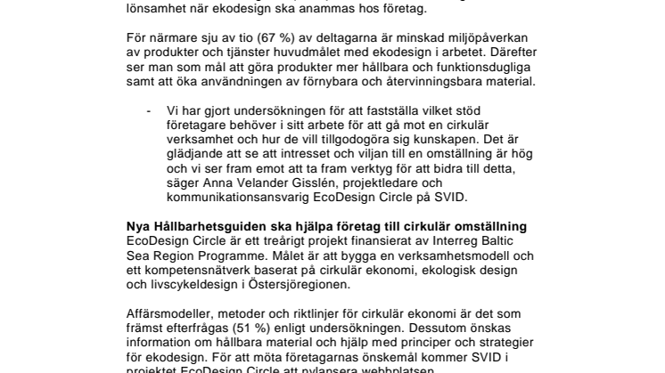 Nio av tio företagare vill lära sig mer om ekodesign