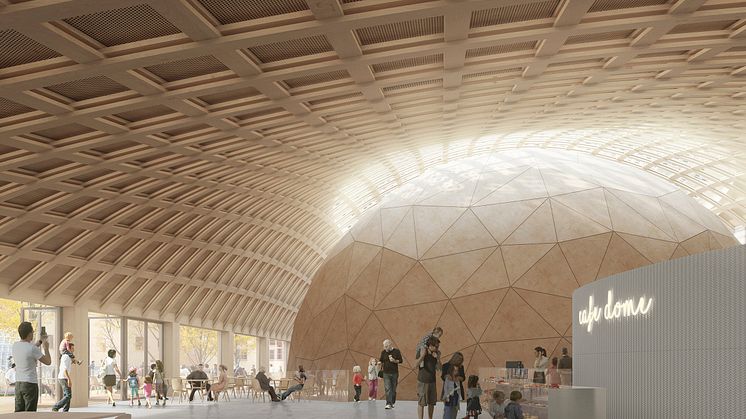 Stockholms nya signaturbyggnad för hållbarhet och högteknologi. Skiss: Elding Oscarson