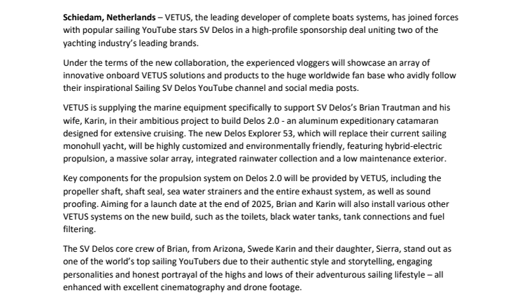 VETUS Announces New Partnership with SV Delos_FINAL.pdf