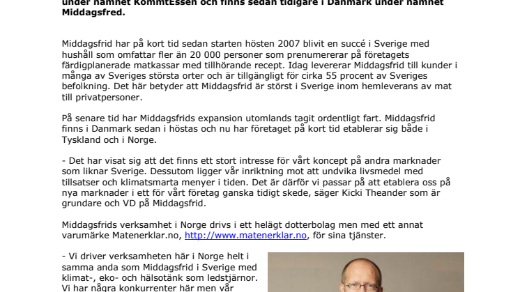 Middagsfrid etablerar sig i Norge