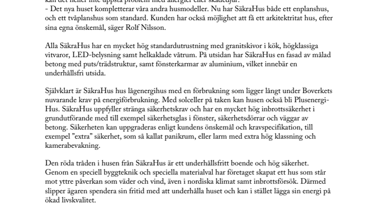 SäkraHus lanserar nytt enplanshus - med atrium