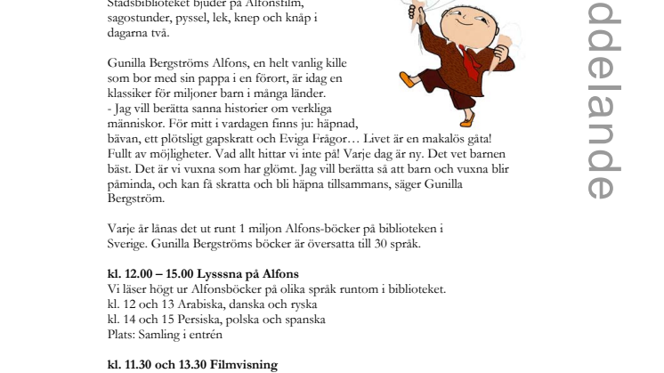 Stadsbiblioteket i Malmö: Alfons Åberg kalashelg!