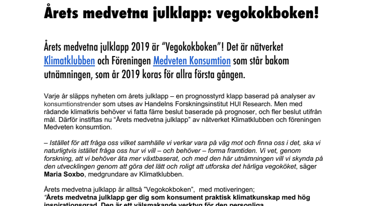 Årets medvetna julklapp: Vegokokboken!