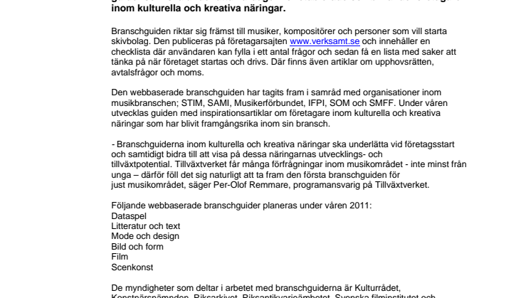 Guide för musiker underlättar företagande