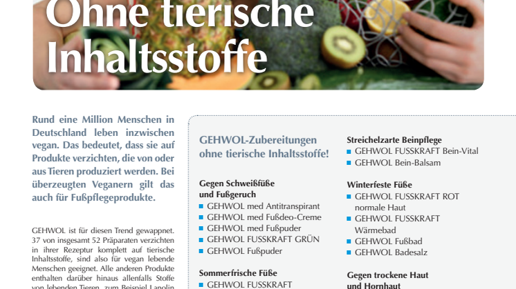 Ohne tierische Inhaltsstoffe: Vegane GEHWOL-Rezepturen