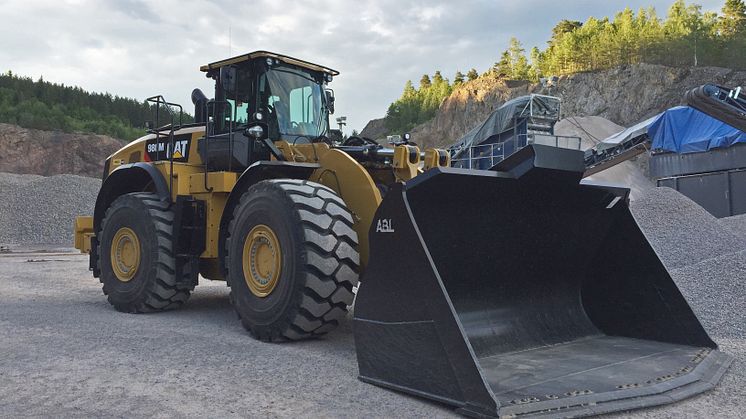 Cat 980M hjullastare vid krossning, Jotab.