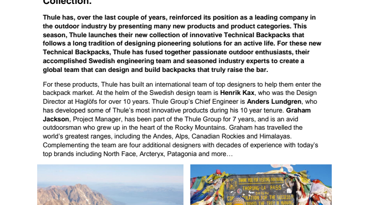 The Thule Technical Backpacks Design Team