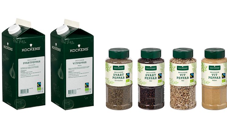 Kockens ekologiska och Fairtrade-märkta pepparprodukter