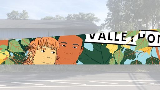 Motivet har mjuka toner men ändå tydlig färgsättning med grönskan och naturen som centrala inslag. 