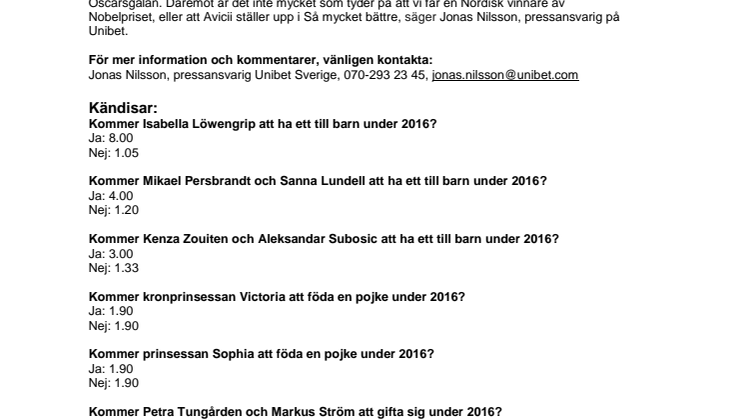 Det här händer i nöjesvärlden 2016