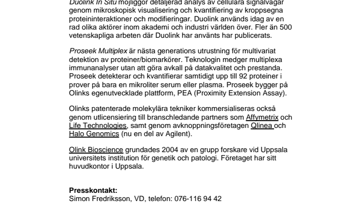 Fakta om Olink Bioscience