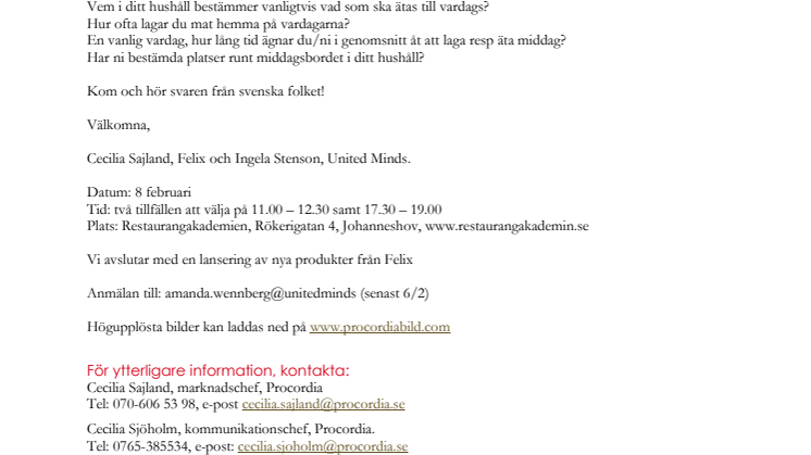 Presentation av nya FELIXbarometern – om svenska folkets vardagsvanor 2011
