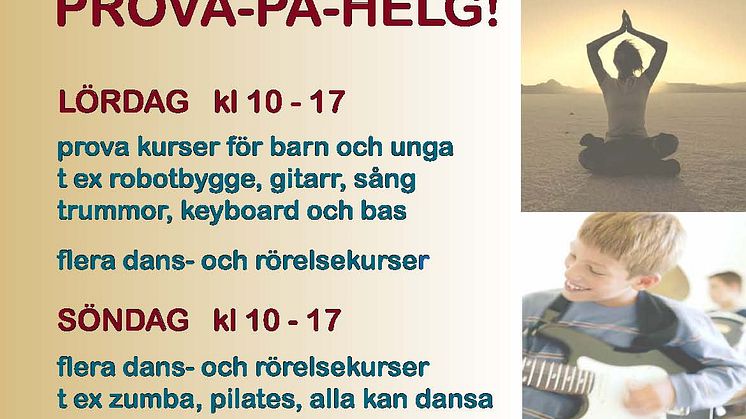 Testa en kurs - gratis prova-på-helg 28-29 januari