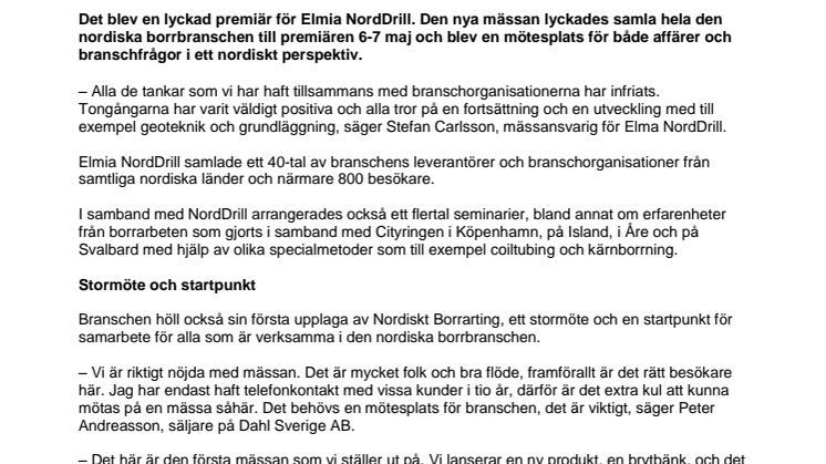 ​Bra start för Elmia NordDrill