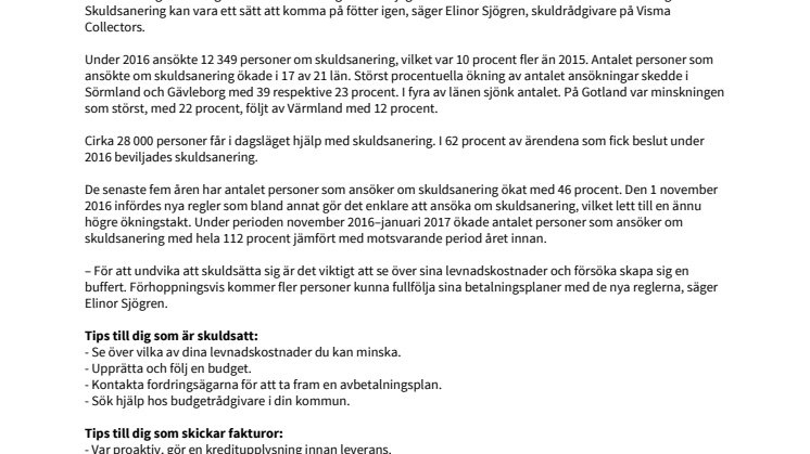 Fler ansöker om skuldsanering