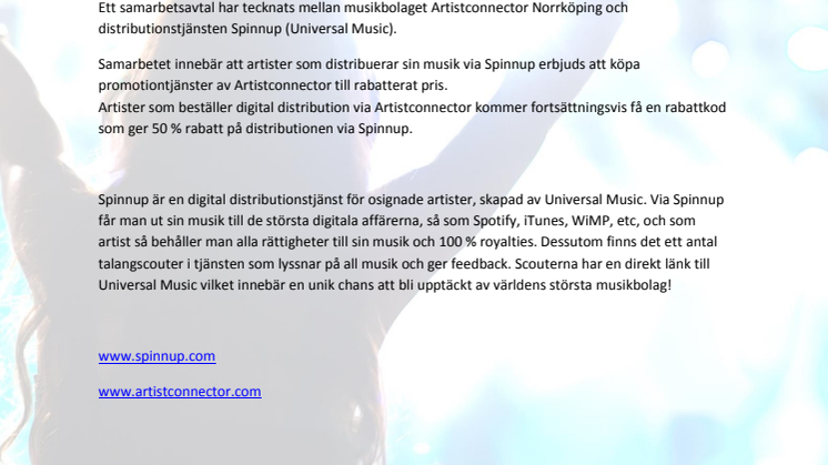 Nytt samarbete mellan Artistconnector och Spinnup